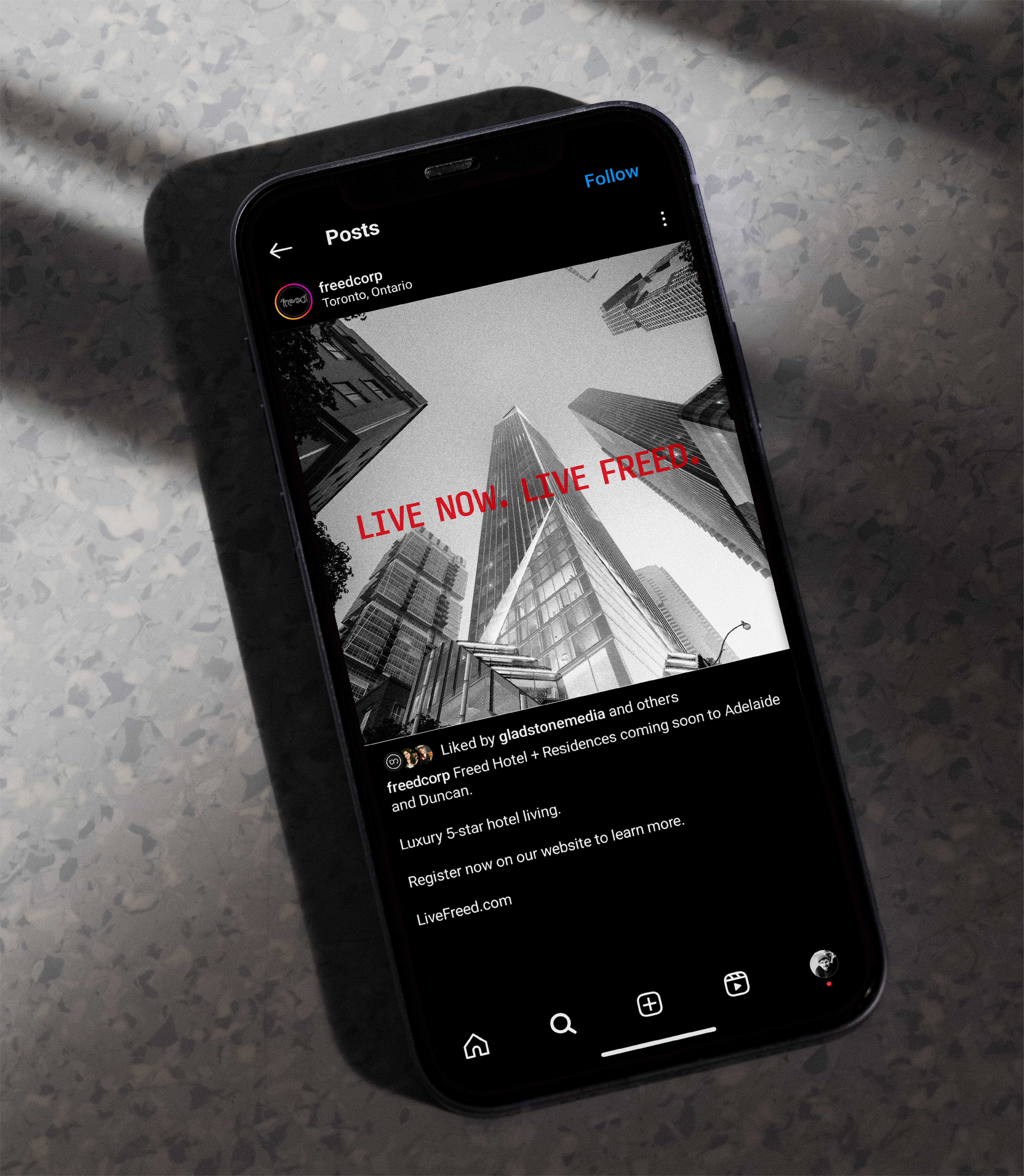 NY Digital Awards Winner - Freed Hotel and Residences Social Campaign