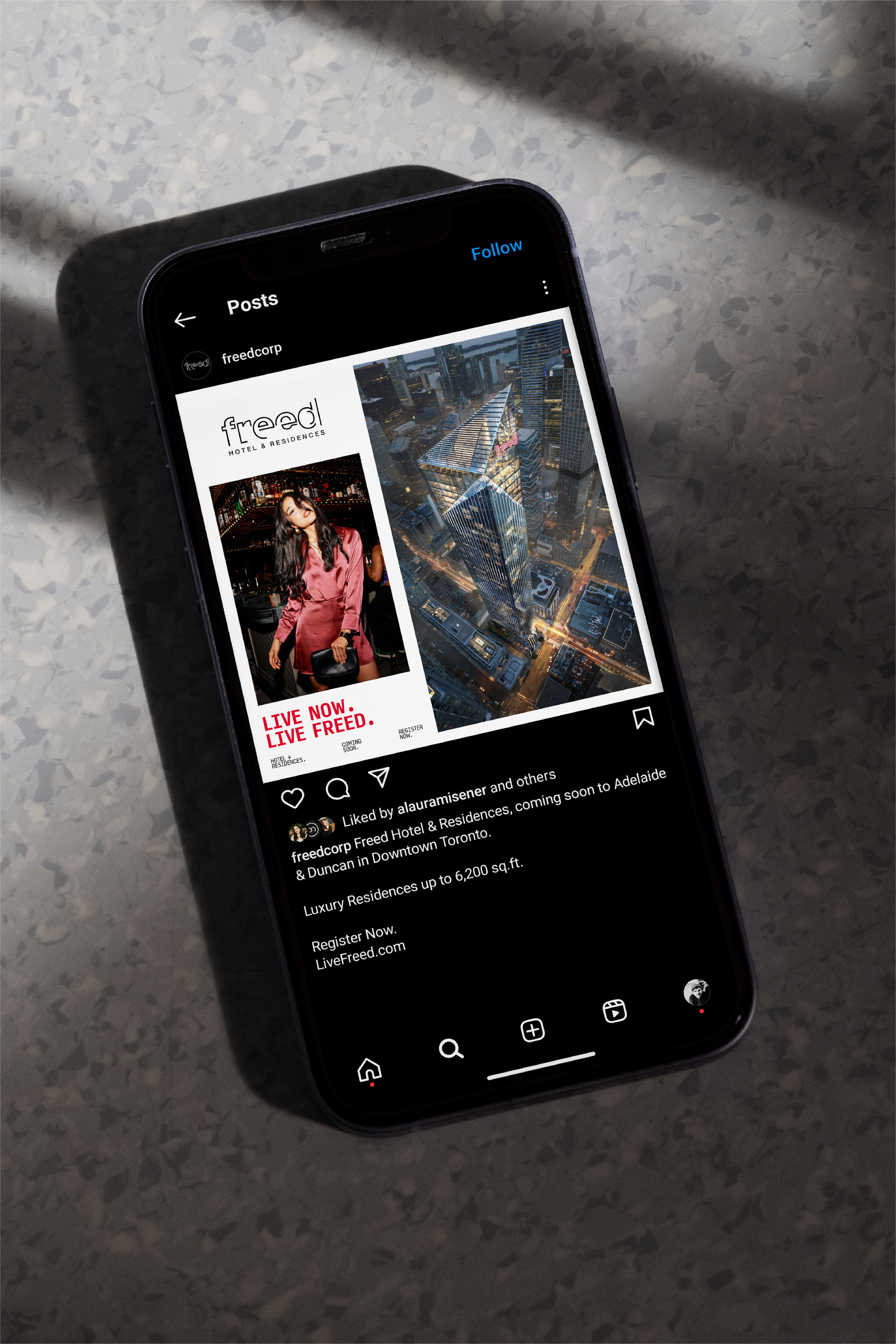 NY Digital Awards Winner - Freed Hotel and Residences Social Campaign