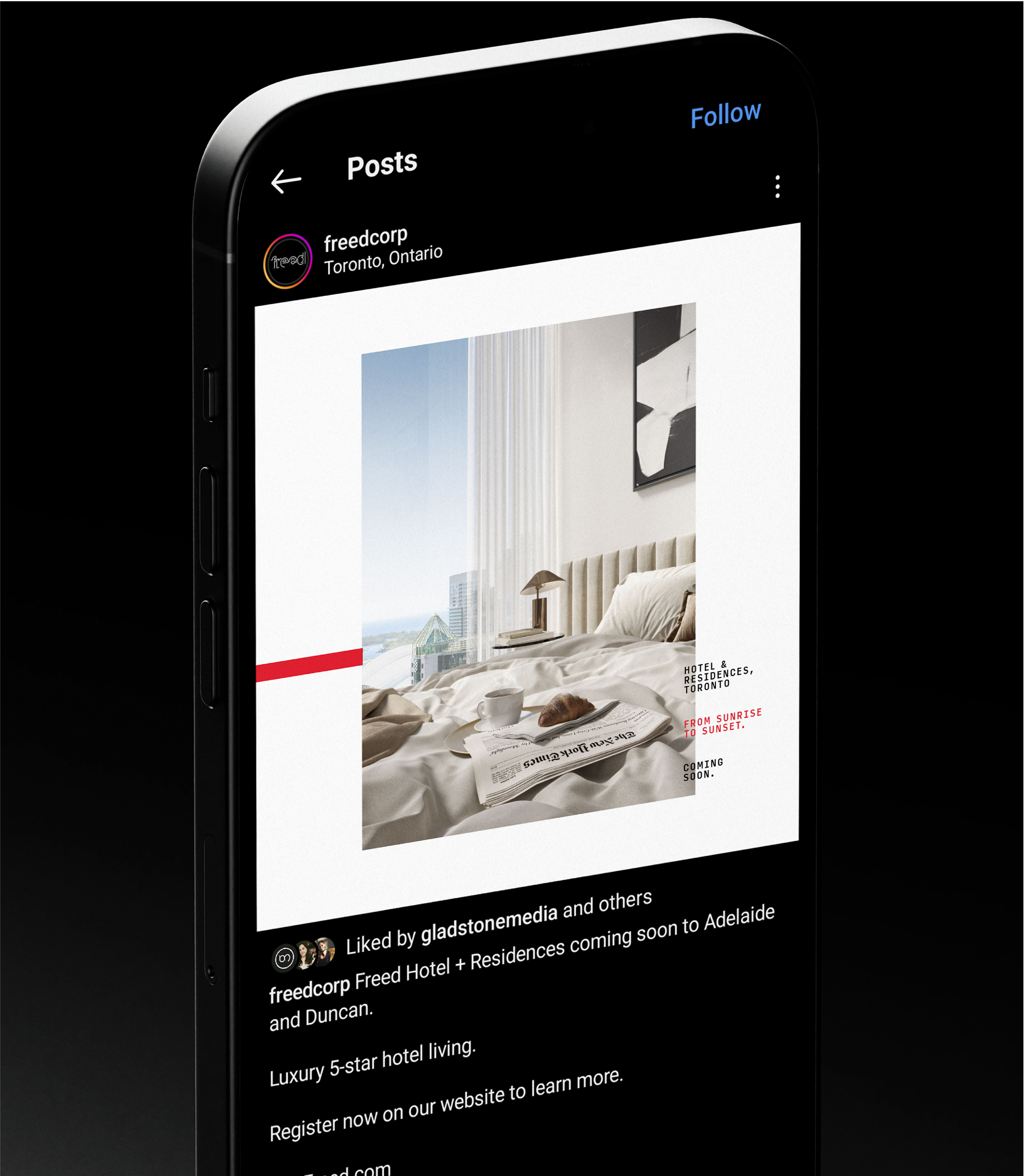 NY Digital Awards Winner - Freed Hotel and Residences Social Campaign