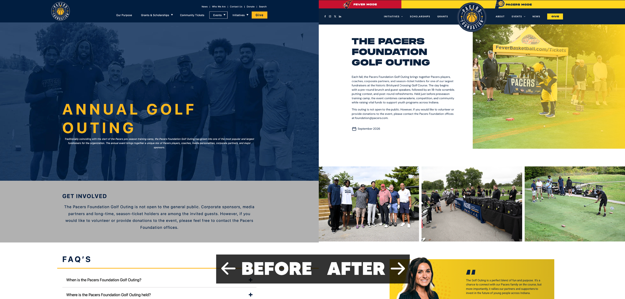 NY Digital Awards Winner - Indiana Pacers & Fever Foundation Website