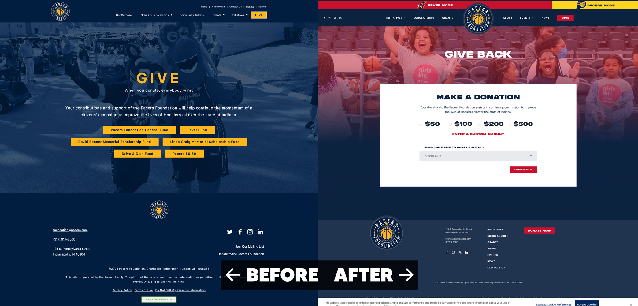 NY Digital Awards Winner - Indiana Pacers & Fever Foundation Website