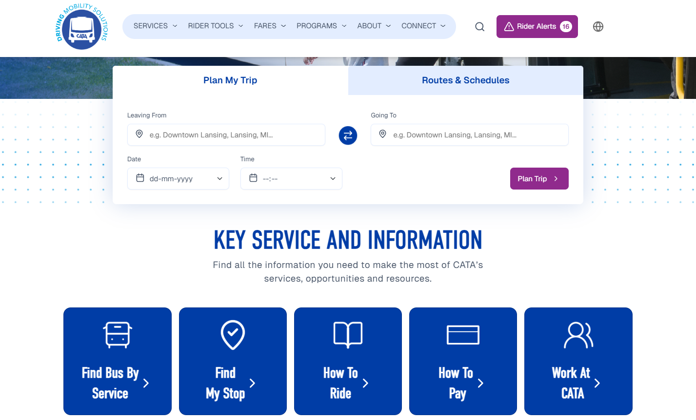 NY Digital Awards Winner - Website for Capital Area Transportation Authority (CATA)
