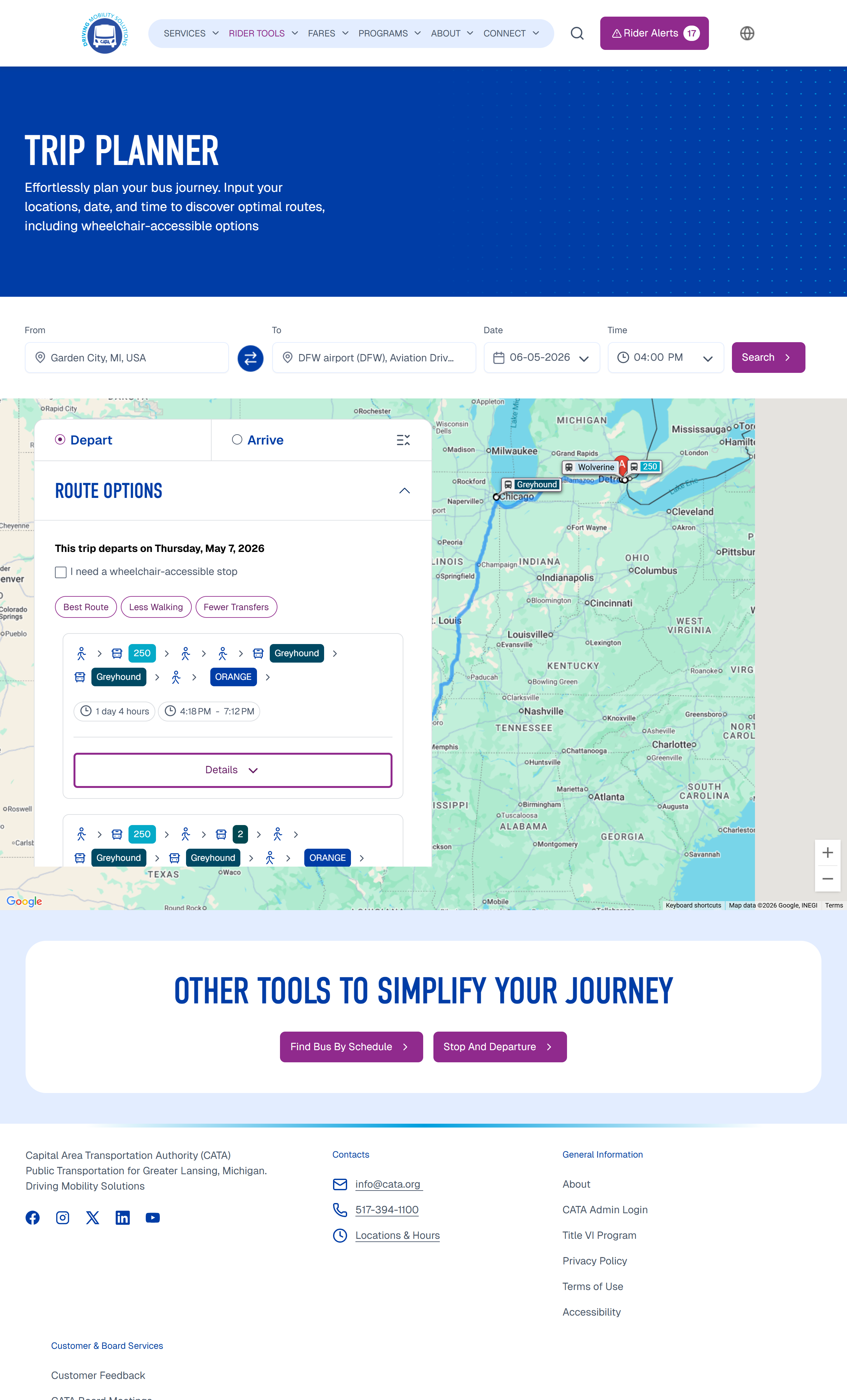 NY Digital Awards Winner - Website for Capital Area Transportation Authority (CATA)