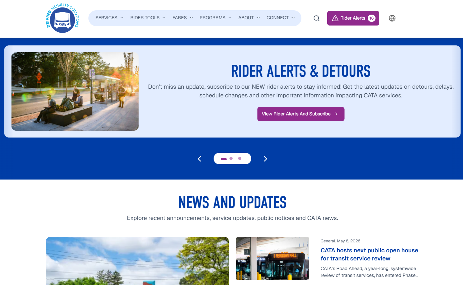 NY Digital Awards Winner - Website for Capital Area Transportation Authority (CATA)